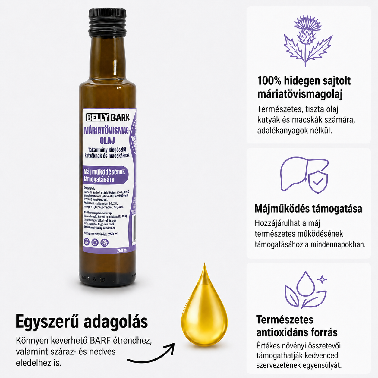 Máriatövismagolaj kutyáknak a máj működésének támogatására