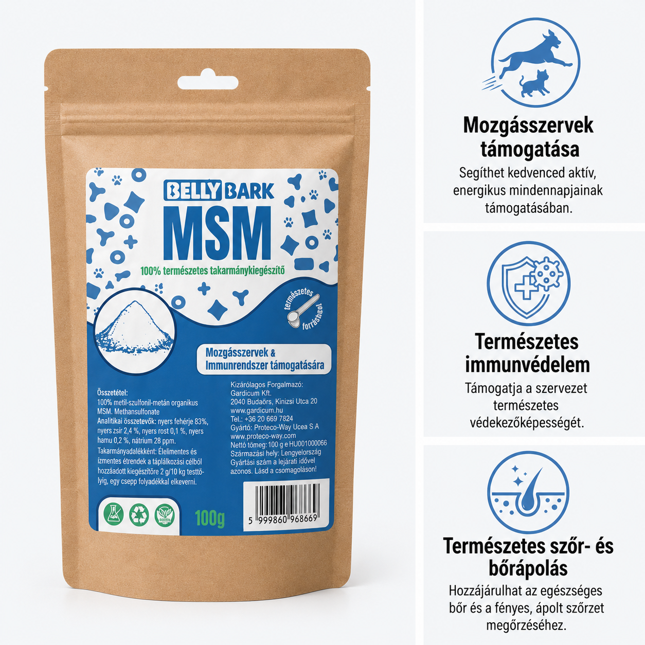 MSM kutyáknak ízületi támogatásra és immunvédelemre