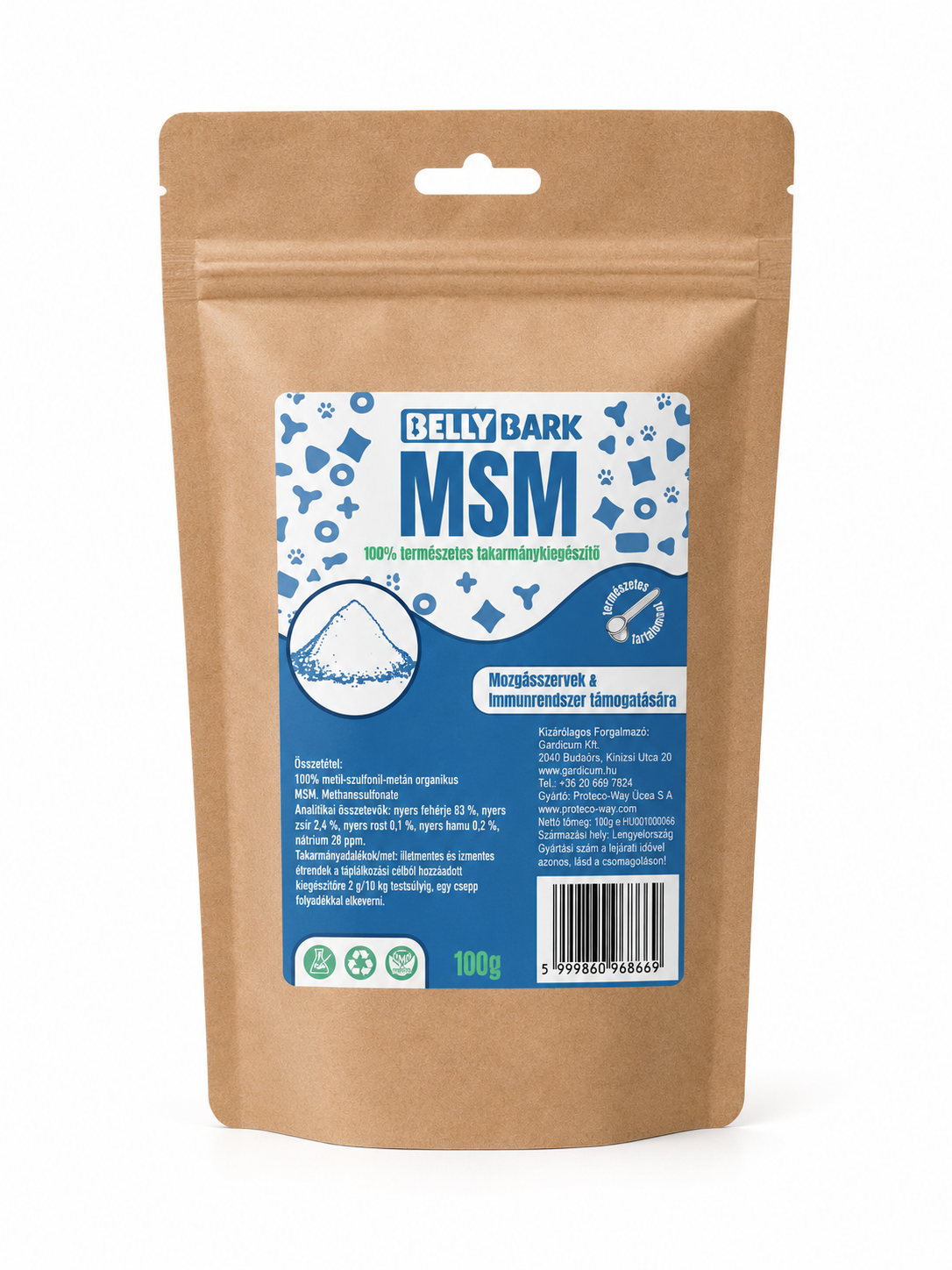 BellyBark MSM kutyáknak 100 g mozgásszervek támogatására